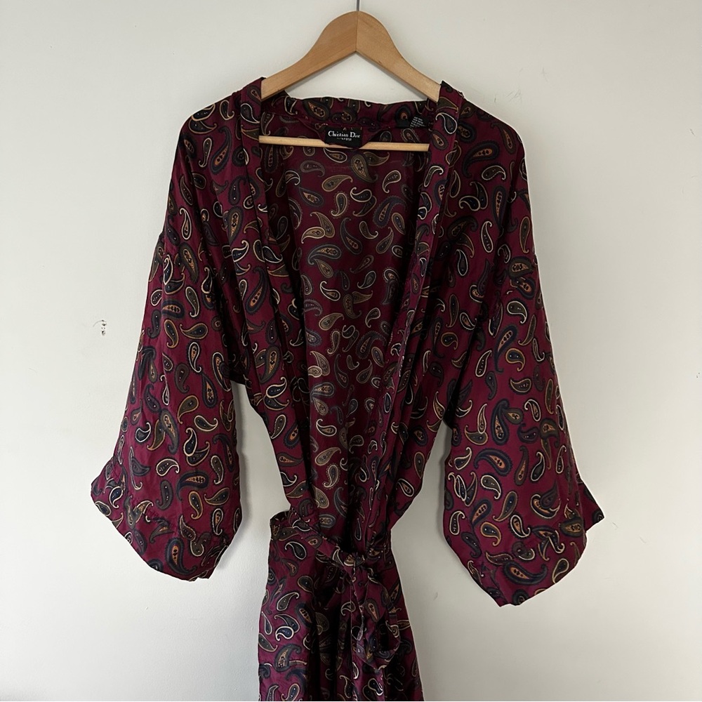 Christian Dior 100% Silk Paisley Robe Dressing Gown OS